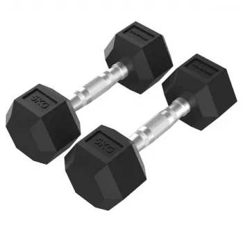 Tunturi Platinum kuuskantkummist hantel, 5kg, paar