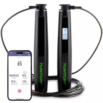 Tunturi Smart Hüppenöör LCD-ekraani ja rakenduse ühenduvusega, reguleeritav 2.95 m, must