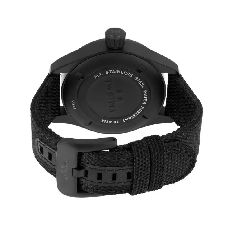 TW STEEL VS41-Volante meeste kvartskell 45mm musta numbrilaud ja nahkrihm