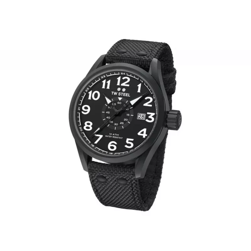 TW STEEL VS41-Volante meeste kvartskell 45mm musta numbrilaud ja nahkrihm