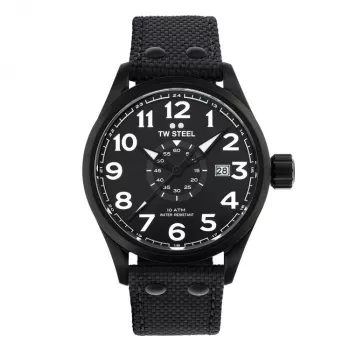 TW STEEL VS41-Volante meeste kvartskell 45mm musta numbrilaud ja nahkrihm