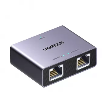UGREEN 1-to-2 Gigabit Ethernet Splitter, 1000Mbps LAN-võrguadapter, RJ45 isane 2 emasele, passiivne, must