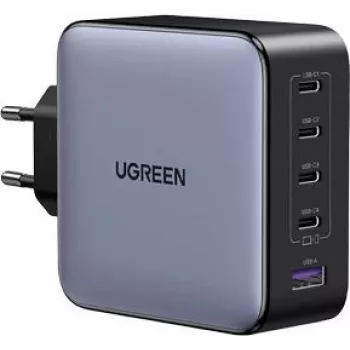 UGREEN 100W GaN tehnoloogiaga 5-in-1 kiire seinatäislaadija, 4x USB-C ja 1x USB-A, must (35536)
