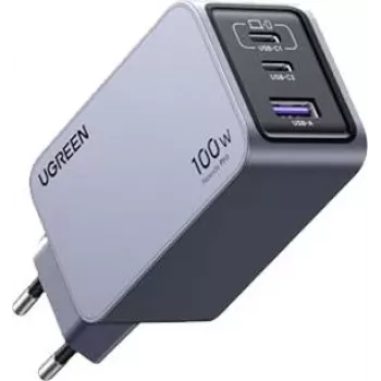 UGREEN 100W GaN Tech Nexode Pro kiire seinlaadija, 1x USB-A ja 2x USB-C, kosmosehall (15203)