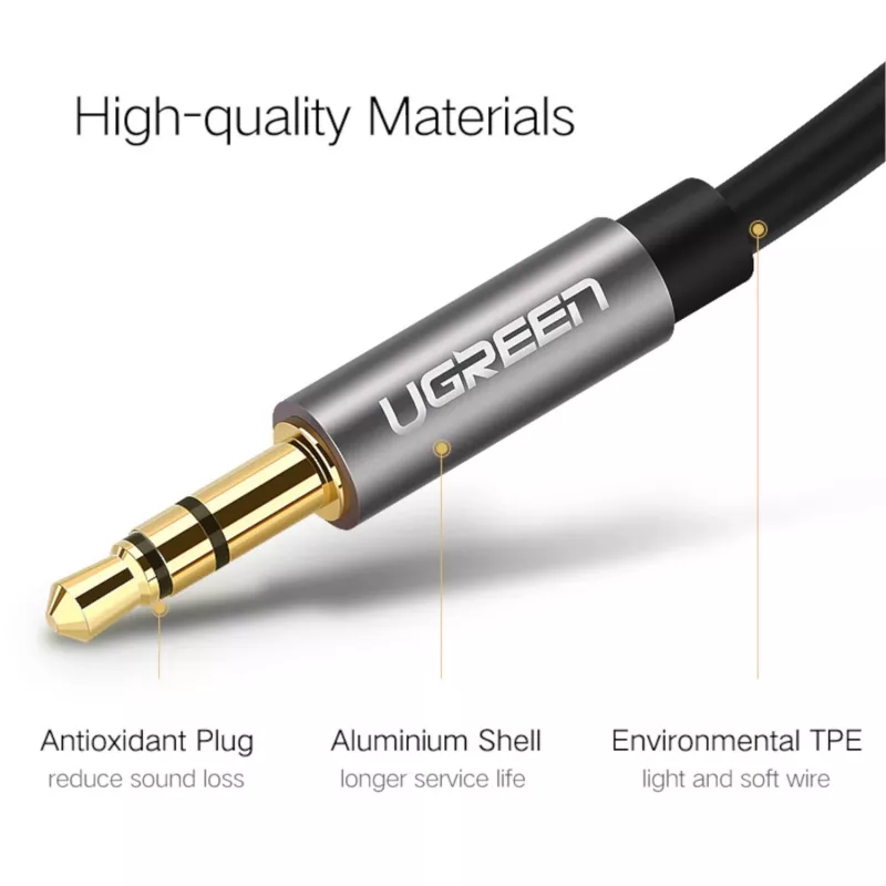 UGREEN 3,5mm AUX helikaabel 3m must