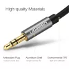 UGREEN 3,5 mm AUX-kaabel 2 m – 24K kullatud stereo helikaabel, hapnikuvaba vask, topeltvarjestus, TPE-ümbris, astmeline pistik telefoniümbristele, must
