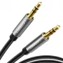 UGREEN 3,5 mm AUX-kaabel 2 m – 24K kullatud stereo helikaabel, hapnikuvaba vask, topeltvarjestus, TPE-ümbris, astmeline pistik telefoniümbristele, must