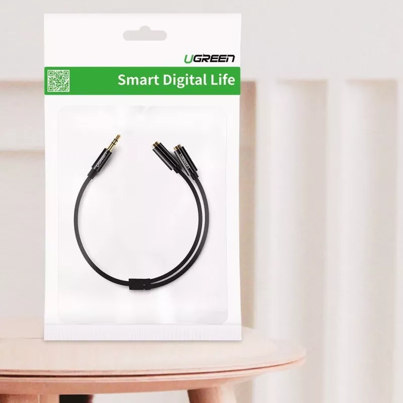 UGREEN 3.5mm kõrvaklappide jagaja kaabel AUX Y-jagaja 25cm Must (20816)