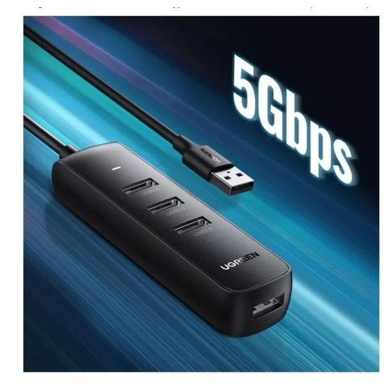 UGREEN 4-in-1 USB Hub 4x USB-A 3.0 PD DC 12V 0.25m Must (CM416 10915)