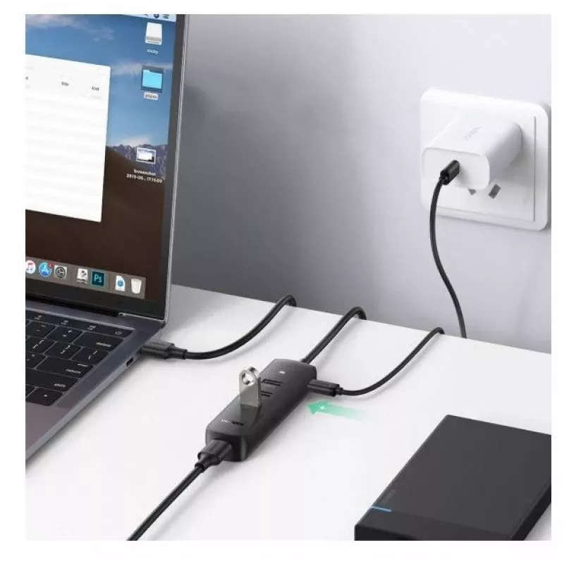 UGREEN 4-in-1 USB Hub 4x USB-A 3.0 PD DC 12V 0.25m Must (CM416 10915)