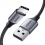 UGREEN 60128 USB-C - USB-A kaabel 2m must - USB 2.0, 480 Mbps, 3A kiirlaadimine