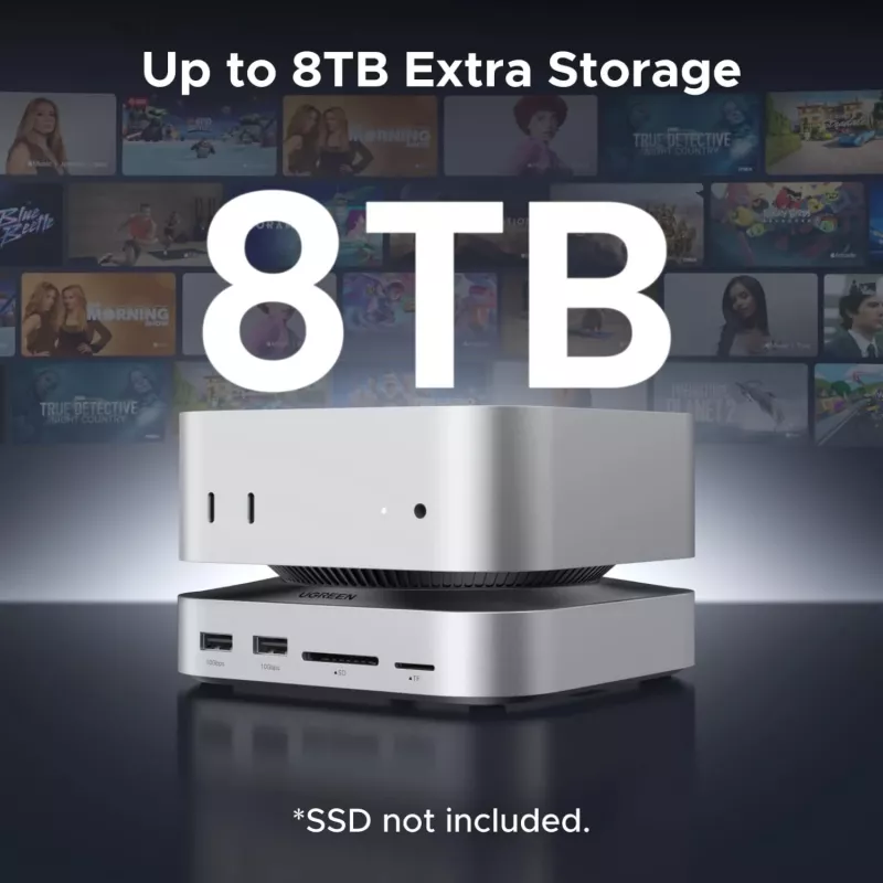 UGREEN 65487 USB-C 11-in-1 dokidokijaam Mac Mini M4/M4 Pro jaoks M.2 SSD korpusega, Space Grey