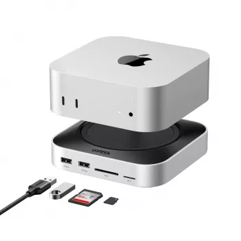UGREEN 65487 USB-C 11-in-1 dokidokijaam Mac Mini M4/M4 Pro jaoks M.2 SSD korpusega, Space Grey