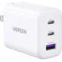 UGREEN 65W USB-C kiirlaadija USB-A pesaga - 3-pordiline seinatüüpi laadija, PD3.0/QC4.0+, mitte-GaN, must (90496)