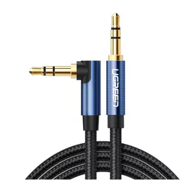 UGREEN Angled AUX Cable 2 x Mini Jack 3.5 mm 1.5m Blue (AV112)