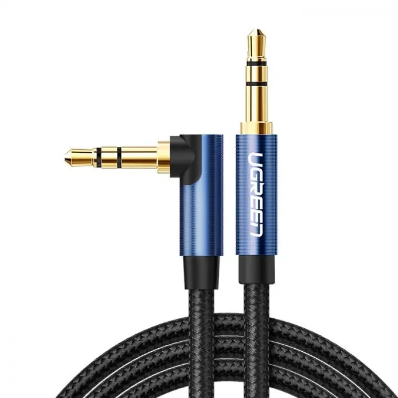 UGREEN Angled AUX Cable 2 x Mini Jack 3.5 mm 1.5m Blue (AV112)