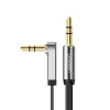 UGREEN AV119 täisnurkne 3,5 mm lame aux-kaabel 1,5 m - must/hõbe