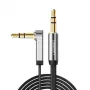 UGREEN AV119 täisnurkne 3,5 mm lame aux-kaabel 1,5 m - must/hõbe
