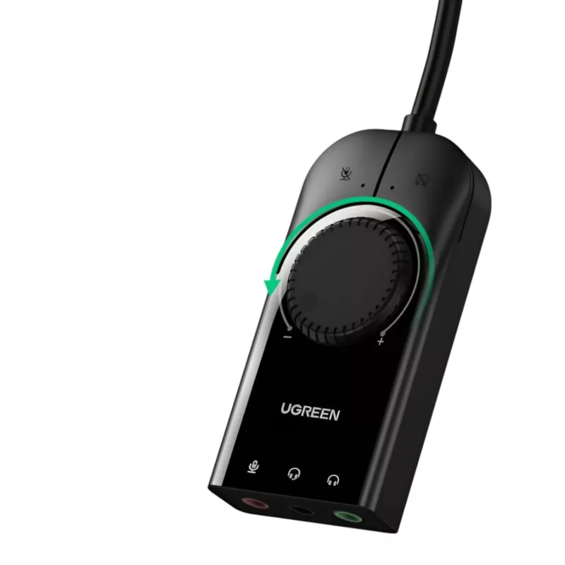 UGREEN CM129 USB-A 3,5 mm väline stereoheliadapter - must