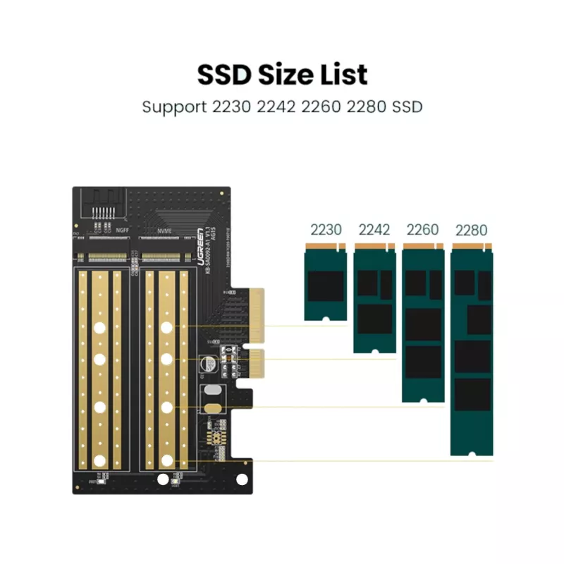 UGREEN CM302 M.2 NVMe PCIe 3.0 x4 adapterkaart