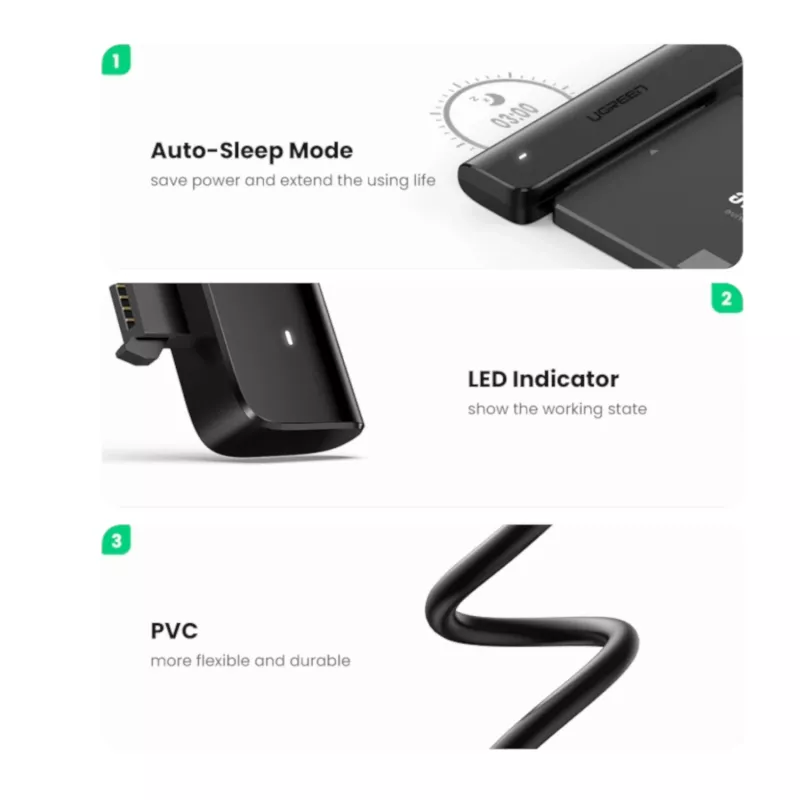 UGREEN CM321 USB-C to 2.5 inch SATA HDD/SSD muundurkaabel 5Gbps must