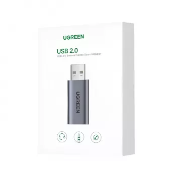 UGREEN CM383-80864 USB-A kuni 3,5 mm helipistikuga väline heliadapter - hõbedane