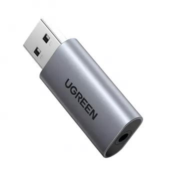 UGREEN CM383-80864 USB-A kuni 3,5 mm helipistikuga väline heliadapter - hõbedane