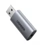 UGREEN CM383-80864 USB-A kuni 3,5 mm helipistikuga väline heliadapter - hõbedane