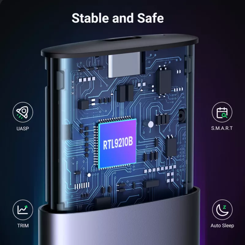 UGREEN CM400-90264 M.2 NVMe/SATA SSD korpus 10Gbps USB-C 3.2 Gen 2 ilma tööriistadeta alumiinium hõbe