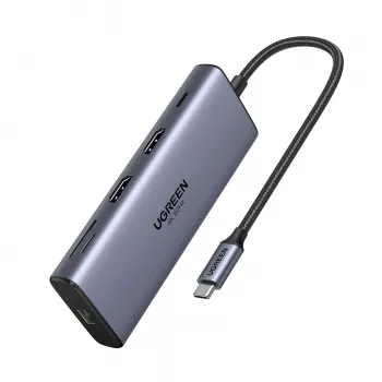 Ugreen CM639 USB-C 10-in-1 Hub with 2x HDMI, 2x USB, RJ45, SD/TF, PD 100W