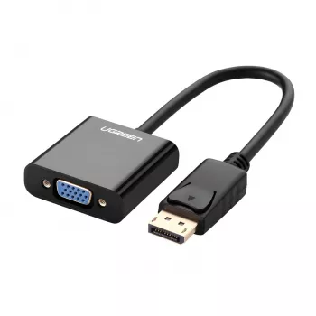 UGREEN DisplayPort isane VGA emane muundur, aktiivne adapter, Full HD 1080p, kullatud, must