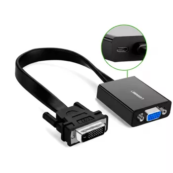 UGREEN DVI-D 24+1 to VGA aktiivne video adapter (isane kuni emane) – must