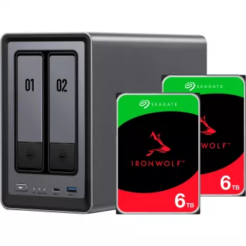UGREEN DXP2800+ 2x Seagate IronWolf HDD komplekt - 2-kohaline NAS Intel Celeron N5105, 8GB DDR4, 2x 2.5GbE, 2x 4TB HDD-ga