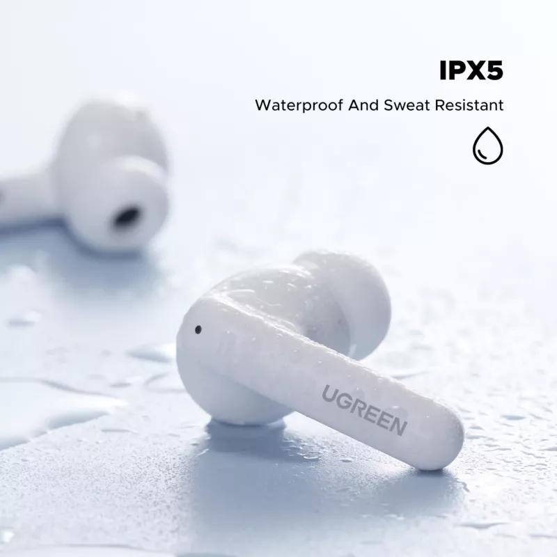 UGREEN EchoBuds Magic traadita kõrvaklapid aktiivse mürasummutusega, Bluetooth 5.2, IPX5 veekindlus – valge