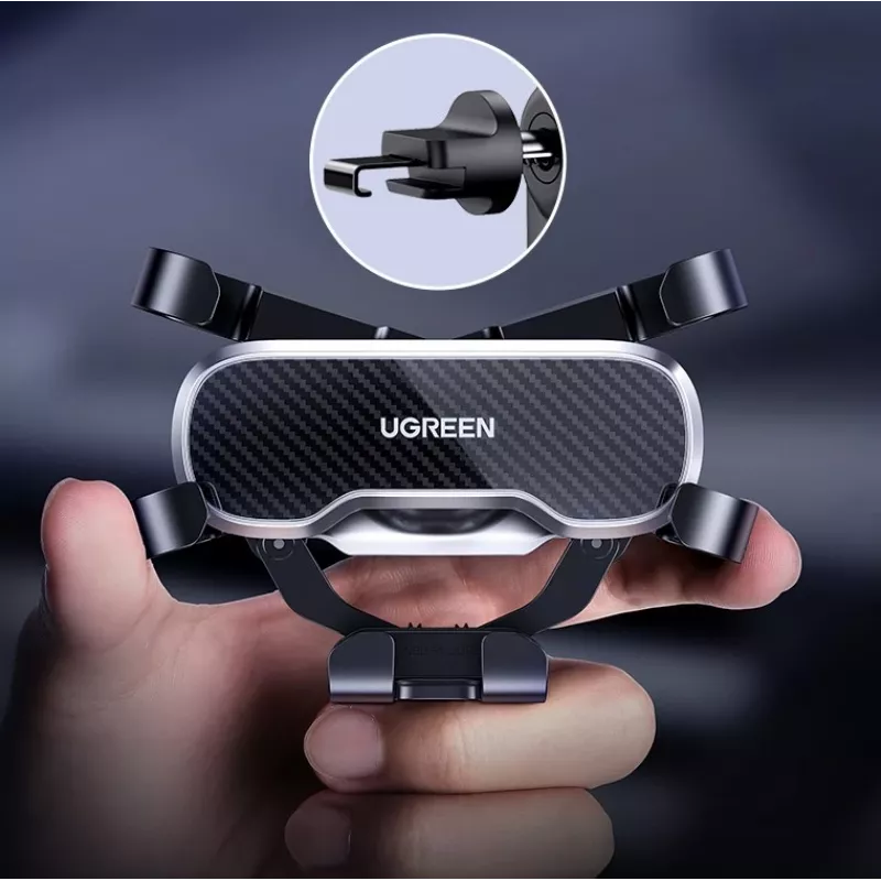 UGREEN Gravity Auto telefoni hoidik armatuurlauale ja tuuleklaasile, universaalne nutitelefoni häll tugeva iminapaga, 360° pöörlemine, teleskoophoob, ühe nupuga vabastus, must