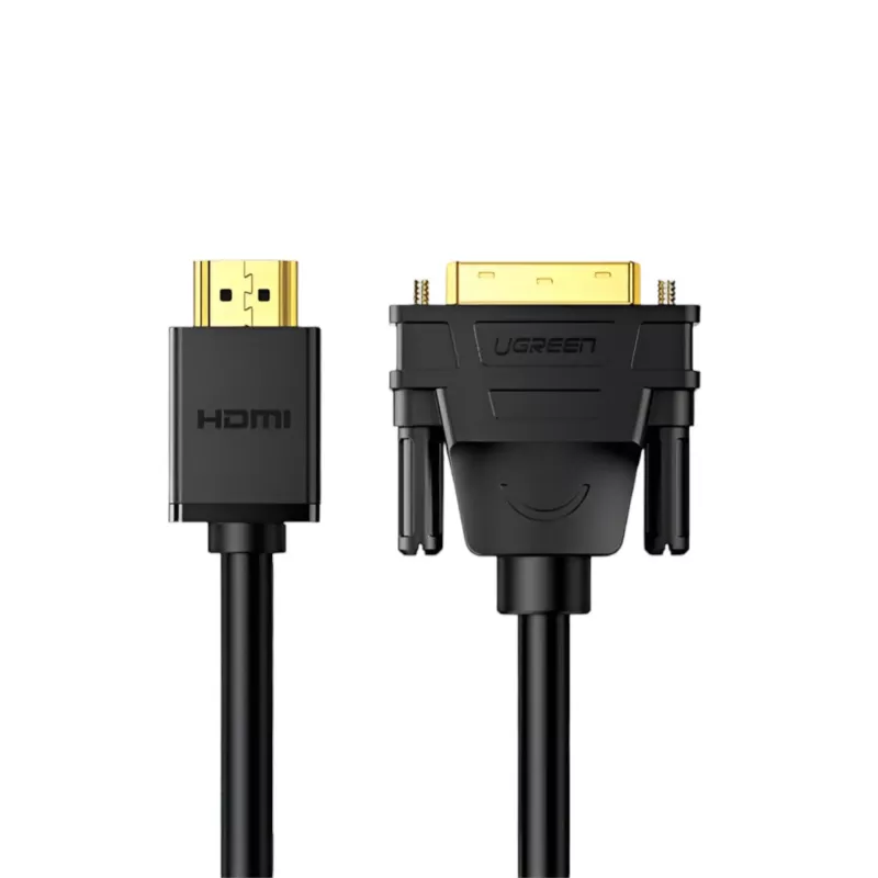 UGREEN HD106 HDMI to DVI-kaabel, 2m, must, 1080p, kullatud pistikutega, kolmekordne varjestus
