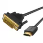 UGREEN HD106 HDMI to DVI-kaabel, 2m, must, 1080p, kullatud pistikutega, kolmekordne varjestus