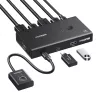 UGREEN HDMI 2.0 KVM Switch 2-In-1 Out, 2 arvutit 1 monitor, 4K@60Hz, 3-port USB 2.0 hub, nupp- ja kiirklahvilülitus, alumiiniumsulam, HDCP 2.2, HDR10