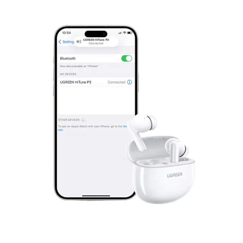 UGREEN HiTune P3 juhtmevabad kõrvaklapid, sisemikud, hübriidne ANC, 35dB mürasummutus, 4-mikrofoniga ENC, 30H aku, IPX5, Bluetooth 5.2, madal latentsus, valge