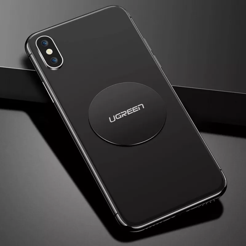 UGREEN LP123 60410 Magnetilise telefoni hoidiku metallplaadid - ümmargune ja ristkülikukujuline, must (2 tk)