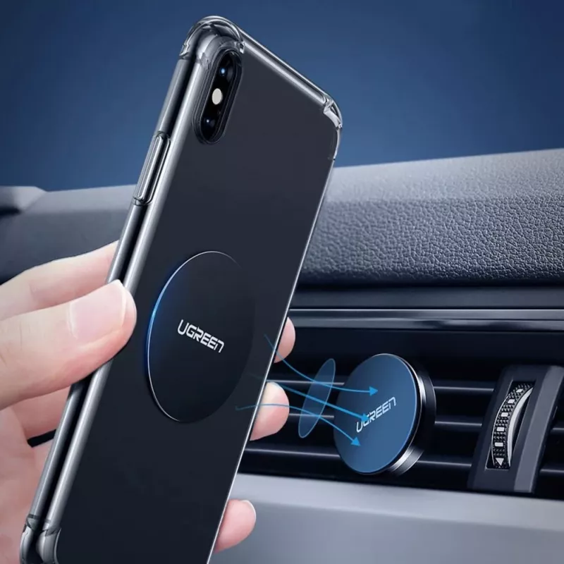 UGREEN LP123 60410 Magnetilise telefoni hoidiku metallplaadid - ümmargune ja ristkülikukujuline, must (2 tk)