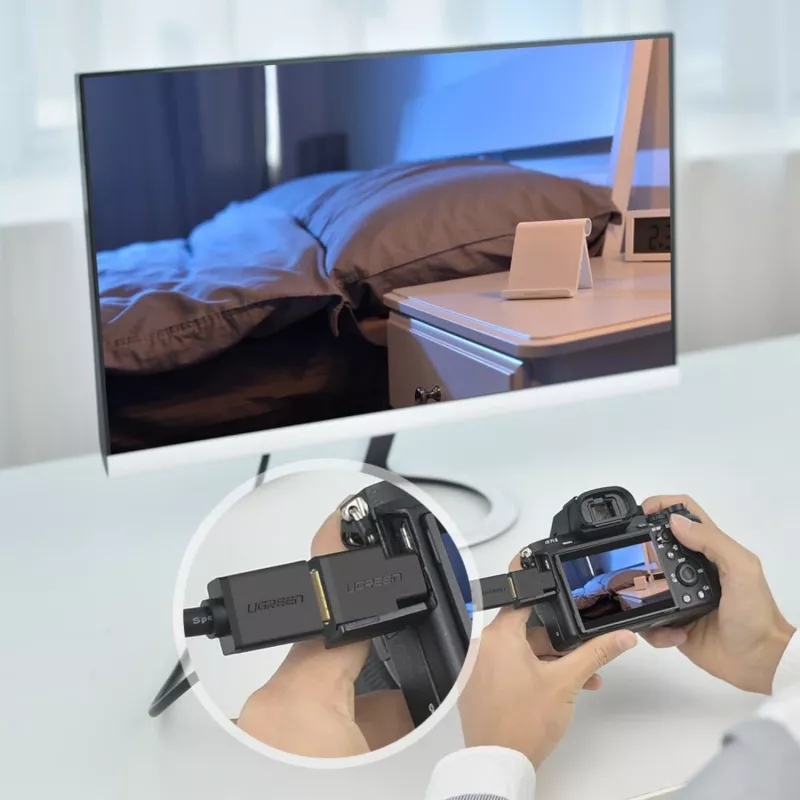 UGREEN Micro HDMI isane HDMI emane adapter – 4K@60Hz, kullatud, must