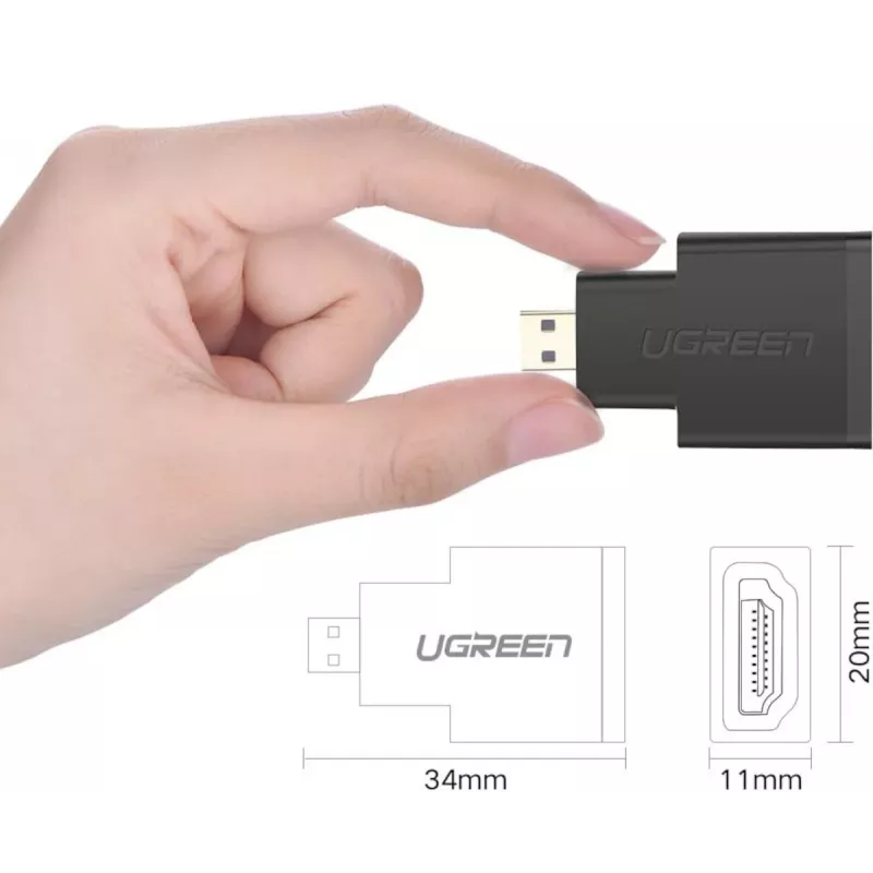 UGREEN Micro HDMI isane HDMI emane adapter – 4K@60Hz, kullatud, must