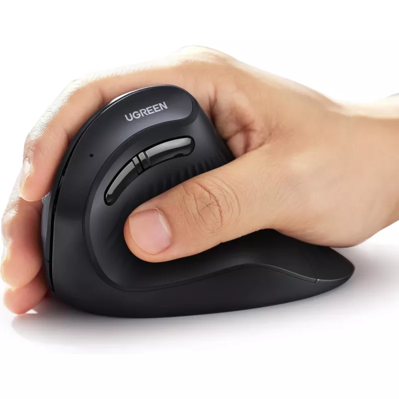 UGREEN Multi-Mode vertikaalne hiir Bluetooth ja 2.4G juhtmevaba – must