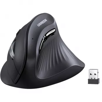 UGREEN Multi-Mode vertikaalne hiir Bluetooth ja 2.4G juhtmevaba – must
