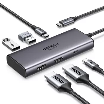 UGREEN Revodok Pro 206 USB-C 6-in-1 jaotur 4K HDMI, 100W PD, Gigabit Ethernet, USB 3.0