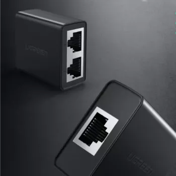 UGREEN RJ45 Splitter Adapter 2 Pack (Must) - Etherneti võrgupistik, 1x RJ45 isane kuni 2x RJ45 emane, 100Mbps, Cat5/Cat5e/Cat6 ühilduv, passiivne, Plug & Play