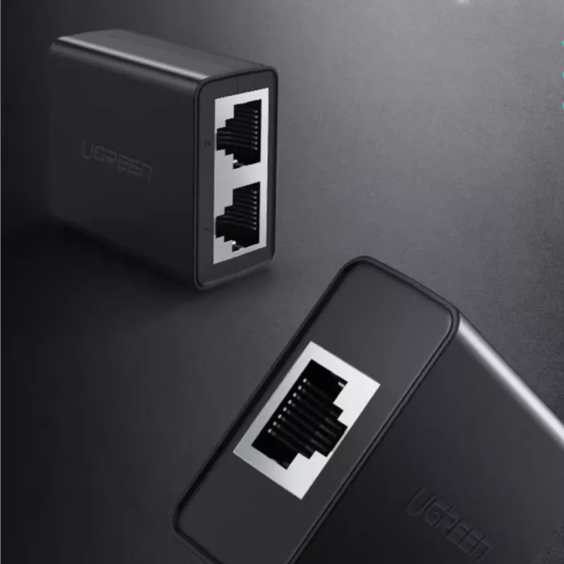 UGREEN RJ45 Splitter Adapter 2 Pack (Must) - Etherneti võrgupistik, 1x RJ45 isane kuni 2x RJ45 emane, 100Mbps, Cat5/Cat5e/Cat6 ühilduv, passiivne, Plug & Play