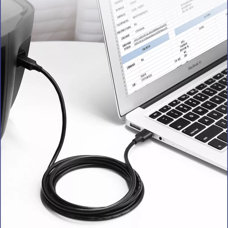 UGREEN US135 USB 2.0 A-B kaabel, kullatud pistikutega, 2m, must