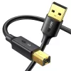 UGREEN US135 USB 2.0 A-B kaabel, kullatud pistikutega, 2m, must